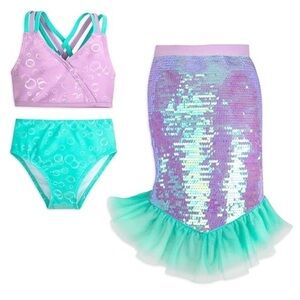 Disney Ariel Deluxe Swimsuit Set for Girls - The Little Mermaid, Size 4